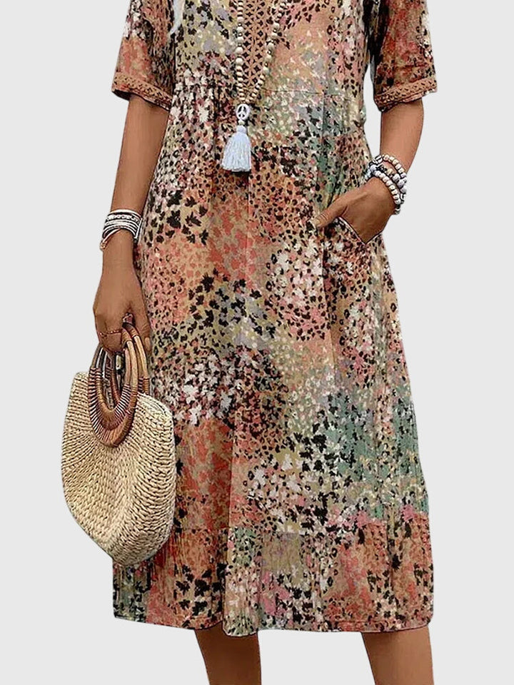 Yvonna™ | Elegante Bloemen Midi-Jurk