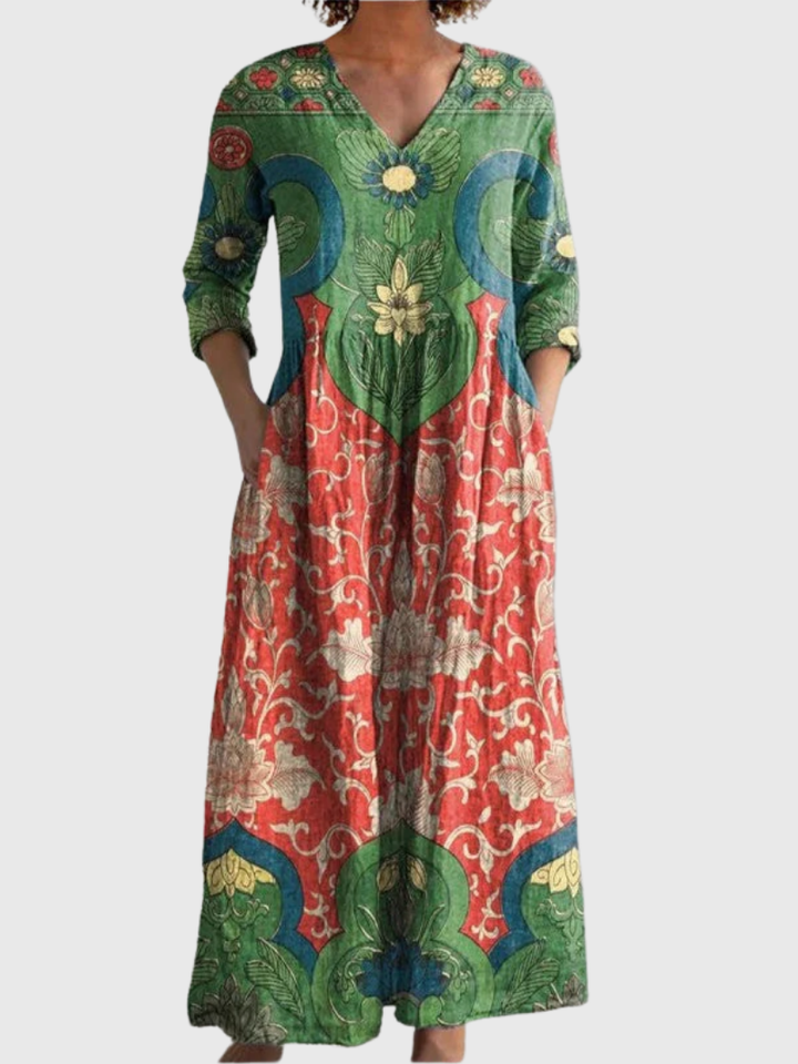 Elyressa | Vintage Bloemen Maxi Jurk