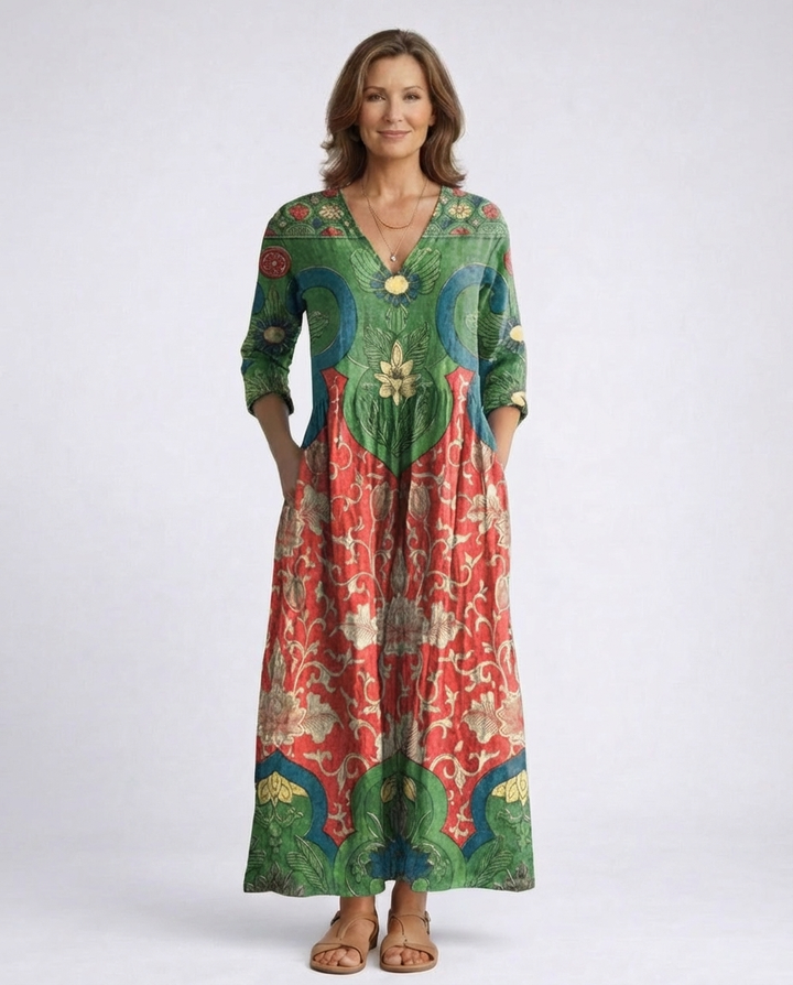 Elyressa | Vintage Bloemen Maxi Jurk